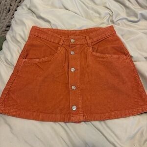 Free People Orange Corduroy Button-Front Skirt